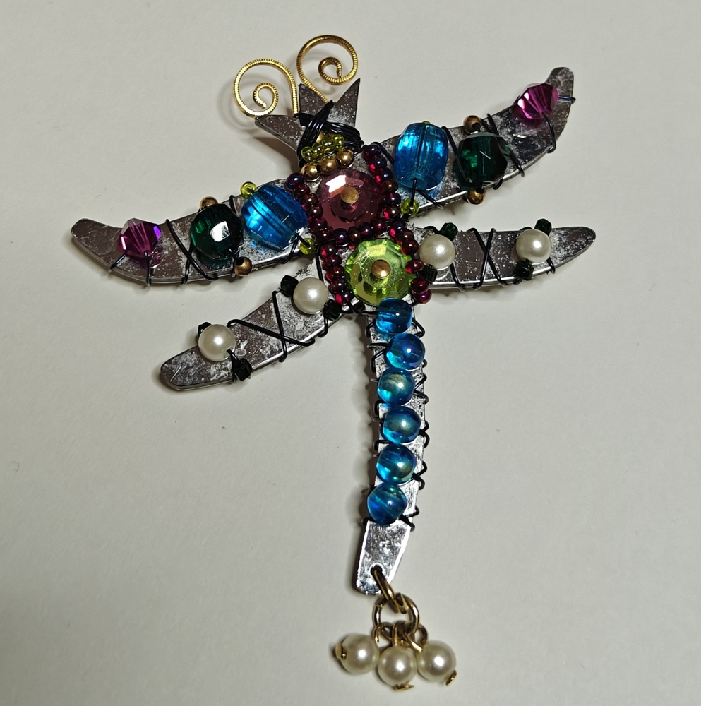 Vintage Signed Liztech Dragonfly Brooch